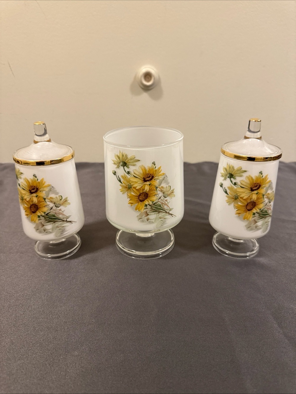 Vintage West Virginia White Blendo Glass Footed  Dish w/Matching Glass’s